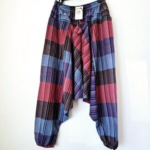 NWT Rainbow Knit High Waist Cotton Harem Pocket Pants 2XL Hippie Boho‎ Festival